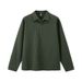 Men's Waffle-Knit Long Sleeve T-Shirt – Seagull Collar Streetwear, 100% Polyester, Relaxed Fit (Off-White/Moss Green/Black Coffee, M-XL)_viptrois.com