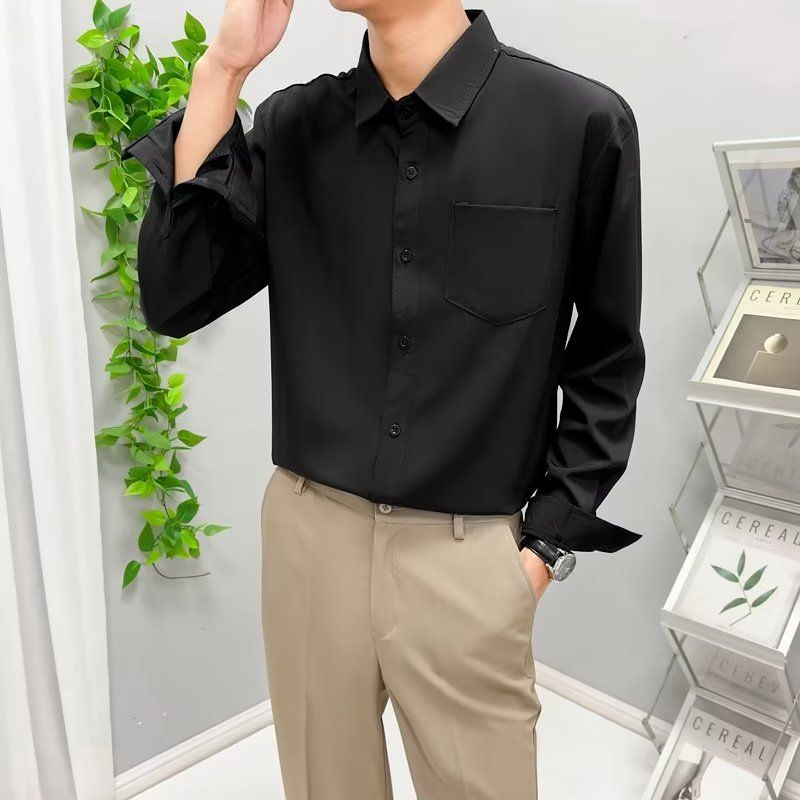 Men's Casual Long Sleeve Shirt - Wrinkle-Free Business Formal & Stylish Spring Autumn Wear (S-4XL, Multiple Colors)_viptrois.com