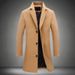 Men’s Slim-Fit Wool-Blend Trench Coat, Long-Length Casual Overcoat With Multi-Pocket Design, Lightweight Polyester-Cotton Blend,_viptrois.com