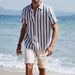 Men's Summer Casual Fashion Short Sleeved Striped Formal Beach Vacation Shirt_viptrois.com