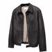 Men's Clothing Frost Crack Houndstooth Lining PU Leather Hunting Motorcycle Leather Jacket Cleanfit Short Wide Jacket For Men And Women_viptrois.com