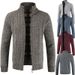 Loom Knitted Stand Collar Thick Sweater Cardigan Jacket Men's Trendy Hot Sale Wholesale_viptrois.com