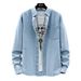Foreign Trade Spring And Autumn Simple And Casual Versatile Long Sleeved Denim Shirts For Men And Youth Polo Collar Cotton Spot Solid Color Regular_viptrois.com
