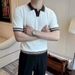 Summer New Color Matching Striped Sweater T Shirt Men's Korean Style Trendy Slim Fit Versatile Casual Round Neck Short Sleeve Trend_viptrois.com
