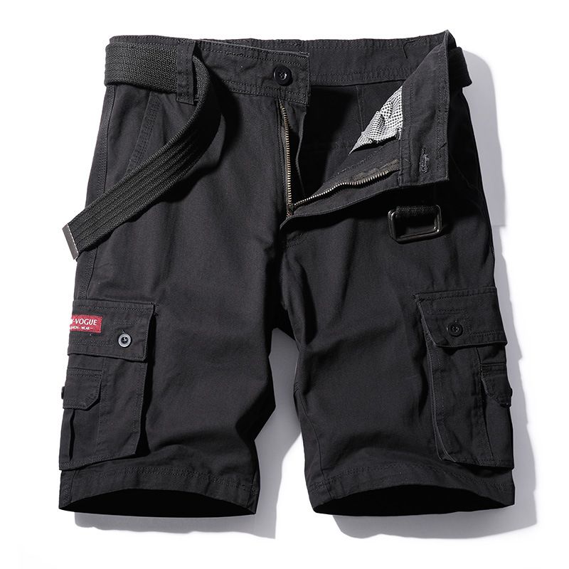 Men's Clothing Work Shorts Men Summer New Style Washed Solid Color Multi Pocket Casual Pants Pure Cotton Six Point Sports Men's Pants_viptrois.com