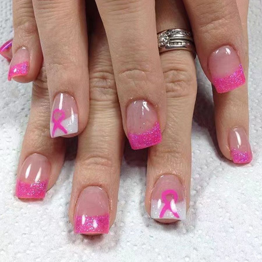 Short bright face square armour Europe and the United States cross-border foreign trade pink ribbon care women's health detachable wearable armour 24 _viptrois.com
