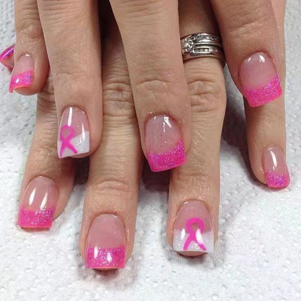 Short bright face square armour Europe and the United States cross-border foreign trade pink ribbon care women's health detachable wearable armour 24 _viptrois.com