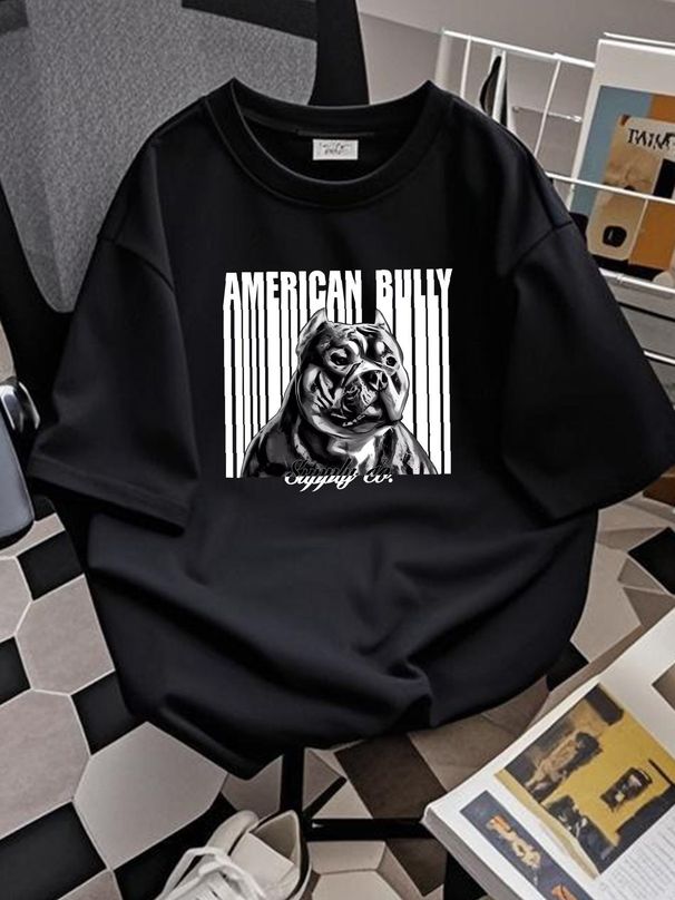 American Bully Lucky Luciano Barcode Pit Bull T Shirt Size S-5XL Graphic Summer Designer Clothes Versatile Homme Streetwear Breathable Fashion_viptrois.com