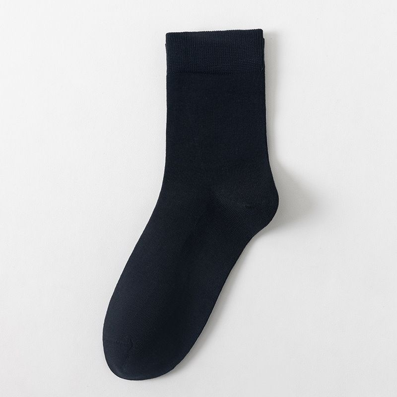 Everyday Socks Cotton Spring And Autumn Pure Cotton Men's Socks Mid Tube Cotton Socks Business Deodorant Sweat Absorbent Antibacterial Solid Color_viptrois.com