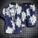 Men's Clothing Vacation Beach Wear Casual Suit Short Sleeved Shirt Shorts Loose And Handsome Floral Shirt_viptrois.com