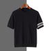 Men's Clothing Wool Round Neck Knitted Men's Short Sleeved T Shirt Thin All Match Three Bar Top Bottoming Shirt_viptrois.com
