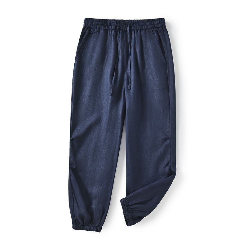 Men's Clothing Spring New Linen Pants Men Linen Nine Point Pants Youth Loose Mid Waist Linen Casual Pants E004_viptrois.com
