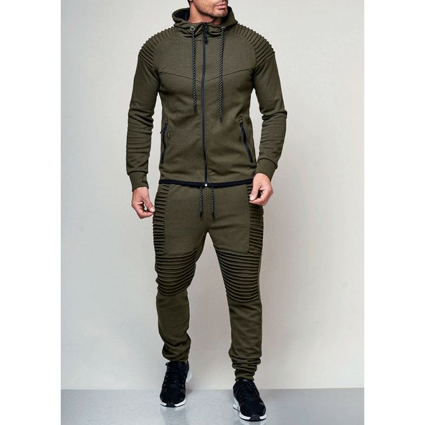 Men's Outdoor Sports 2 Pieces Sets Tracksuit New Brand Autumn Hooded Sweatshirt +Drawstring Pants Male Stripe Patchwork Hoodies Bigsweety_viptrois.com
