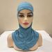Large elongated slim face with chin, modal silk cotton full coverage hat and neck cover H215_viptrois.com