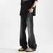 American High Street Washed Dark Blue Jeans For Men Summer Ins Trendy Brand Versatile Wide-Leg Straight Distressed_viptrois.com