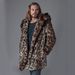 Men's Faux Fur Hooded Coat With Leopard Print, Winter Warm Long Jacket For Streetwear Fashion_viptrois.com
