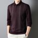 Nordmann Cross-Border Foreign Trade Dad's Outfit Striped Turn-Down Collar Long Sleeve T-Shirt Polo Spring And Autumn Middle-Aged_viptrois.com