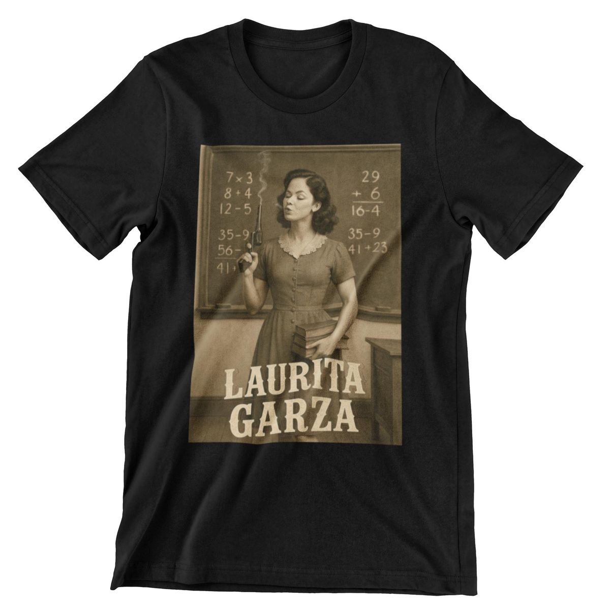 la Escuela Laurita Garza Camiseta Gráfica Vintage - Diseño Retro De Maestra Fumadora_viptrois.com