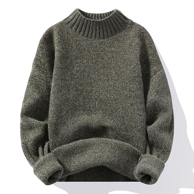 "Men's Half High Neck Sweater – Thick Knit Pullover For Autumn & Winter, Plus Size Options (M-XXXL)"_viptrois.com
