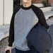Pure Autumn Winter Knitted Sweater Round Neck Men's Color Block Loose Long Sleeve Top Trendy Japanese Style Versatile Blue_viptrois.com