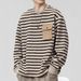 Japanese Retro Simple Striped Loose Casual Versatile Long Sleeve Spring Autumn Niche Design Sweatshirt For Men_viptrois.com