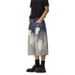 Washed Ripped Denim Shorts Men And Women Summer Straight Loose Wide Leg Pants_viptrois.com