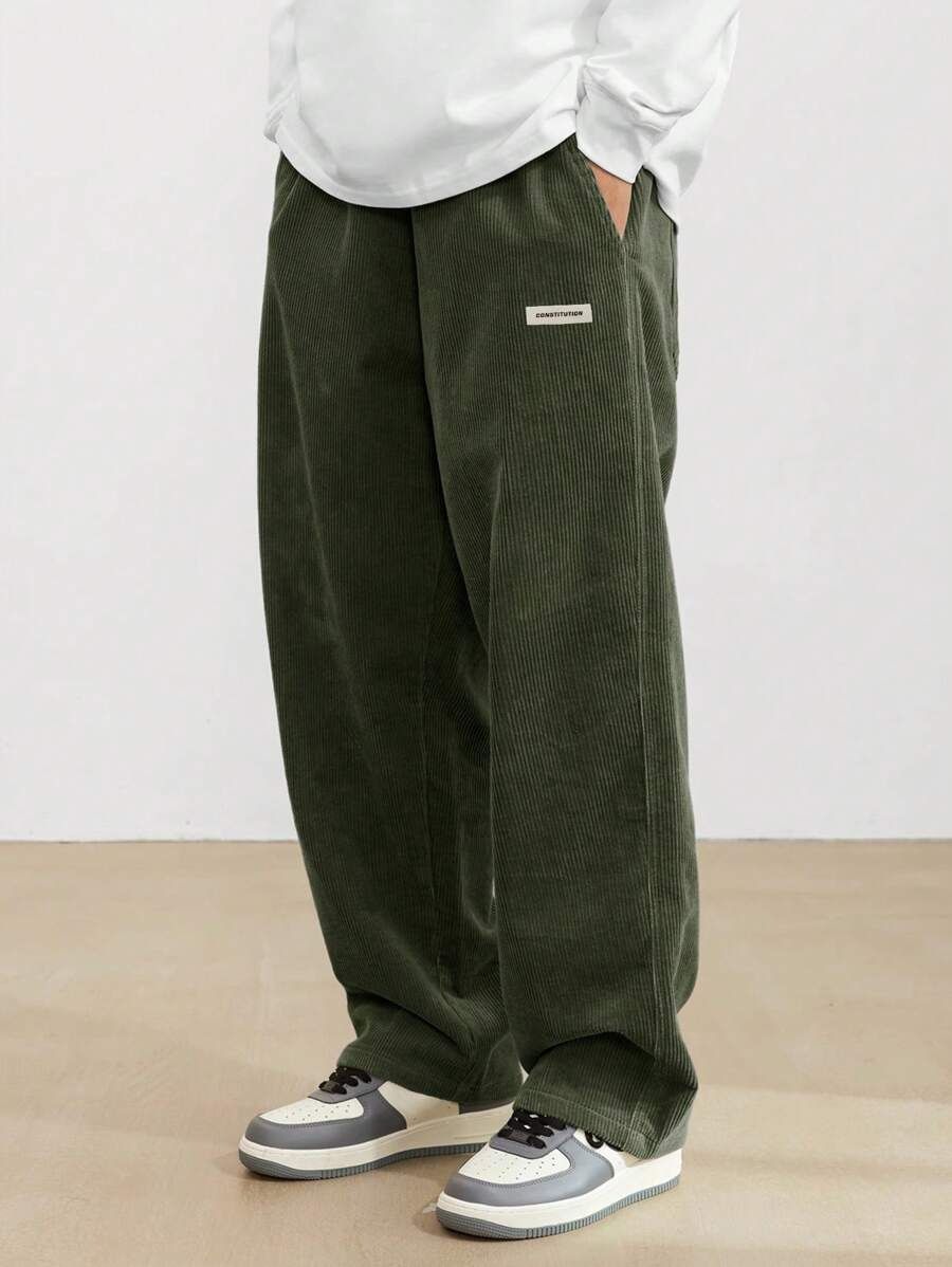 Men's Clothing Autumn And Winter Loose Wide Leg Pants Solid Color Simple And Fashionable Overalls_viptrois.com