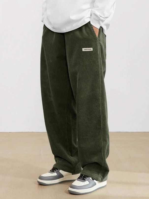 Men's Clothing Autumn And Winter Loose Wide Leg Pants Solid Color Simple And Fashionable Overalls_viptrois.com
