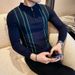 Men's Clothing Men's Slim Fit Retro Stripe Knit Sweater – British-Inspired Contrast Trim, Breathable Polyester Blend For Business Casual_viptrois.com