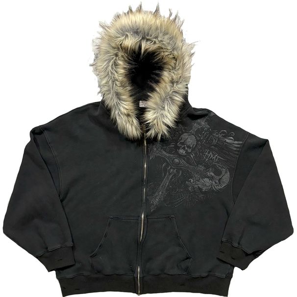 Autumn/Winter Y2k Women Aesthetic Harajuku Fox Fur Collar Hoodies Clothes Graphic Hip Hop Punk Gothic Zip Up Hoodies 2025 New_viptrois.com