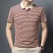 2024 Summer New Shirt Men's Polo Collar Thin Middle And Elderly T-shirt Short Sleeved Striped Top_viptrois.com