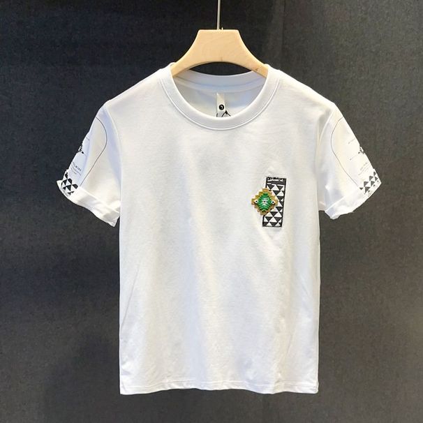 Summer New T-shirt Short-sleeved Men's Half-sleeved Printed Trendy Round Neck Trendy Brand Simple Fashion Versatile Casual T-shirt_viptrois.com