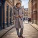 Men's Clothing woolen coat fashion trend mid length woolen twill plaid coat_viptrois.com