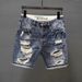 Men's Clothing Korean Style Trendy Men's Summer Trendy Ripped Denim Shorts For Boys Internet Celebrities The Same Style Cool Retro Casual Shorts Trend_viptrois.com