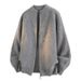 Men's Distressed Zip-Up Sweater – Oversized Knit Cardigan With Raw Edge Details (M-3XL)_viptrois.com