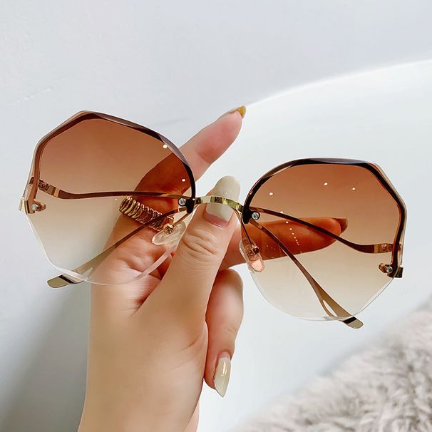 New Ocean Gradient Sunglasses For Women Fashion Trendy Rimless Cut Edge UV Protection Street Style Glasses_viptrois.com