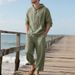 Men's Clothing Men's Long Sleeved Hooded Shirt Loose Trousers Beach Leisure Suit_viptrois.com