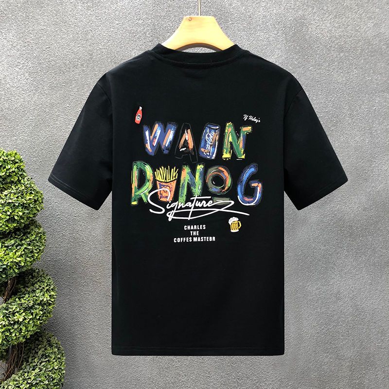 Trendy Brand American Printed Short T-shirt Made Of Pure Cotton, Trendy Sleeved, Summer New Style, Loose Half Sleeved_viptrois.com