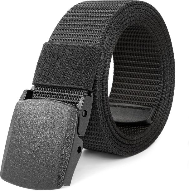 Men's Adjustable Nylon Outdoor Fabric Belt, No Metal Buckle, Quick Pass Through Airport Security, Suitable For Work And_viptrois.com