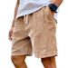 Men's Thick Striped Light Corduroy Solid Color Drawstring Five Point Shorts Casual Loose Fit Available On Amazon's Independent Website_viptrois.com