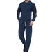 Men's Clothing Foreign Trade European And American Casual Sports Lapel Long Sleeved Two Piece Suit Men's Loose Solid Color Workwear Suit_viptrois.com