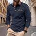 Men's Clothing Men's Daily Casual Solid Color Patchwork Interface Pocket Lapel Long Sleeved Polo Shirt_viptrois.com