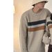 Color-Blocked Striped Sweater – Oversized Unisex Knit Pullover, Soft & Cozy Vintage-Inspired Casual Wear_viptrois.com