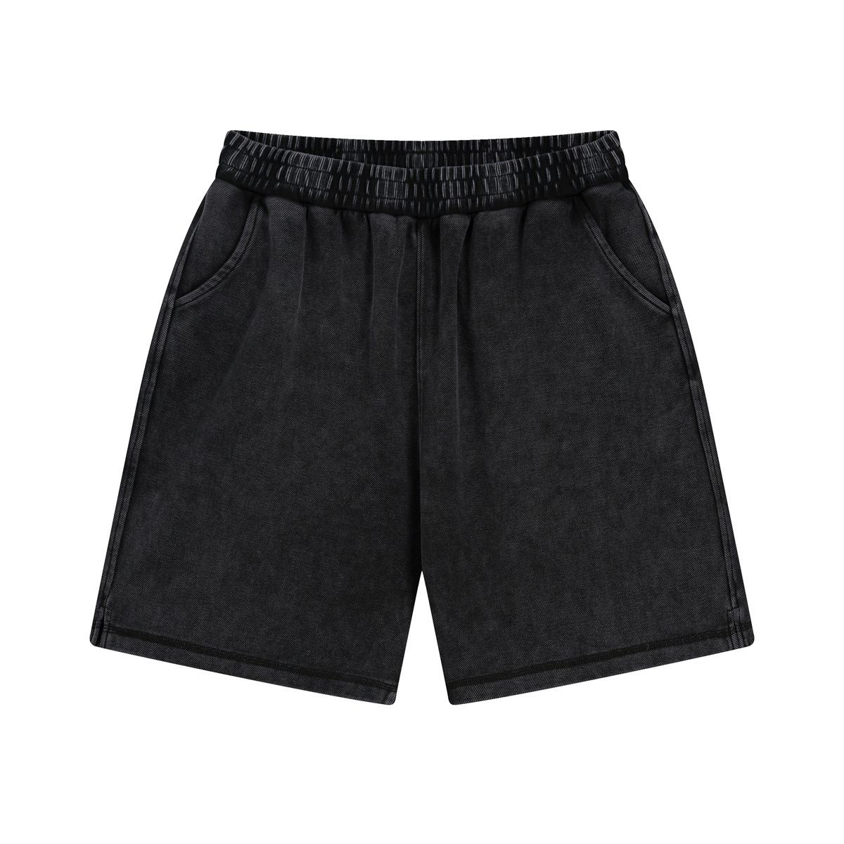 Men's Clothing Pique Cotton Wax-Dye Shorts – Vintage Washed, Relaxed Fit, Side Slit Design, Breathable Casual Basics (S-XXL, 71% Cotton, No Stretch)_viptrois.com