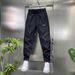 Men's Slim-Fit Casual Pants With Elastic Waist – Minimalist Embroidered Label & Stitching Detail (Black/White, M-3XL)_viptrois.com