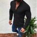 Men's Clothing Autumn New Solid Color Long Sleeved Casual Polyester Half Open Shirt_viptrois.com