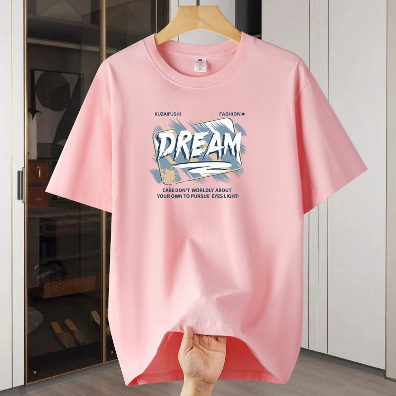 Men's Heavyweight Pure Cotton Crew Neck T-Shirt Short Sleeve Fashionable Loose Fit Versatile Trendy Summer Base Layer Shirt_viptrois.com