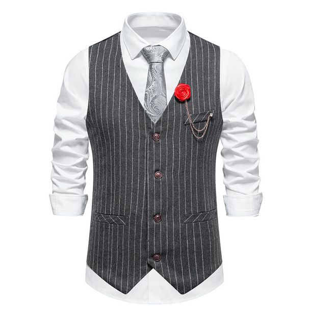 Men's Vintage Striped Vest Men's Best Man Single-breasted Vest_viptrois.com