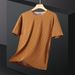 Men's Ice Silk Plus Size Short-Sleeved T-Shirt Round Neck Clothing Trend Ice Sense Print Short-Sleeved Breathable Top_viptrois.com