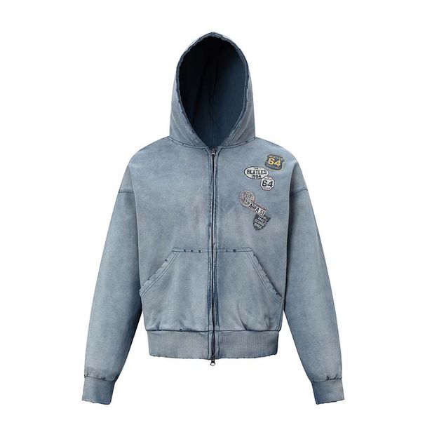 Men's Clothing Vintage American Style DIY Patch Washed Hoodie Men's Oversized Casual Streetwear Jacket_viptrois.com